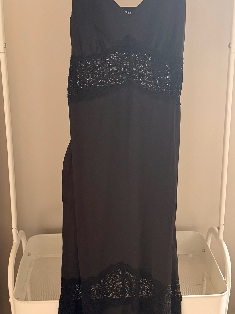 Express Black Satin Lace Trim Cocktail Dress